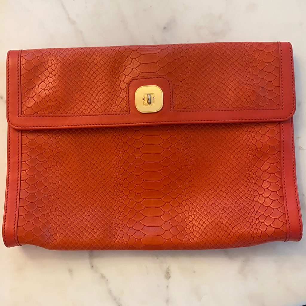 Longchamp Python Leather Clutch